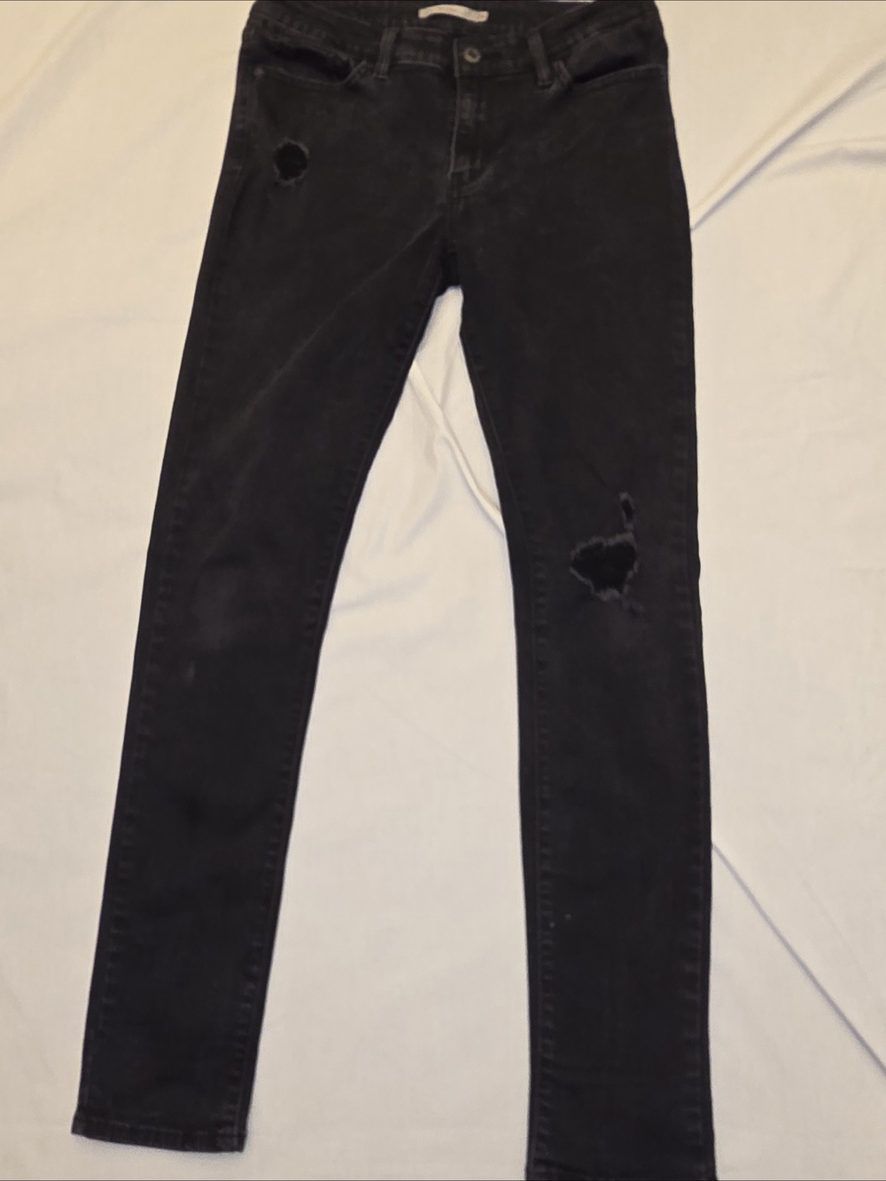 Levi's 711 Women's Black Skinny Ripped Jeans sz 29x30